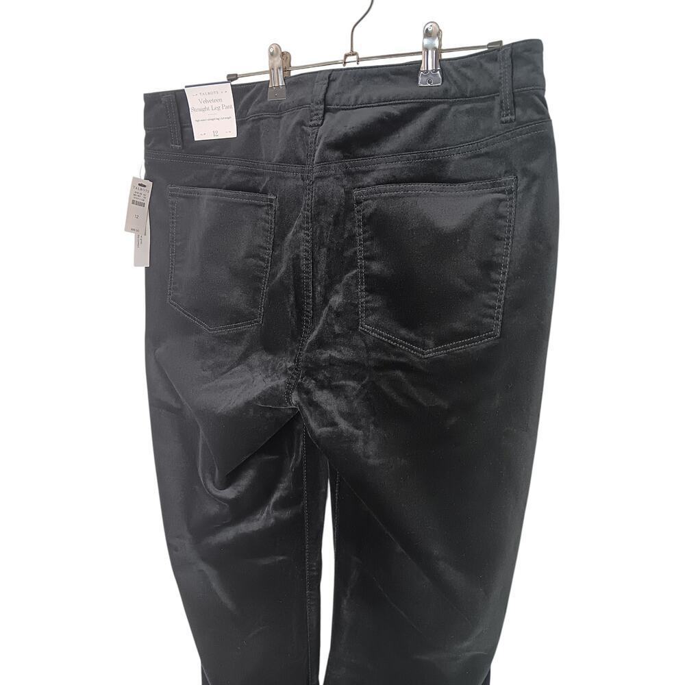 New Talbots Velveteen Straight Leg Pants Black Women’s Size 12 High Waist - Picture 10 of 16